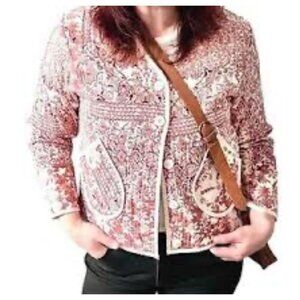 Como Vintage Womens Floral Print Blazers Suit Red Size XXL